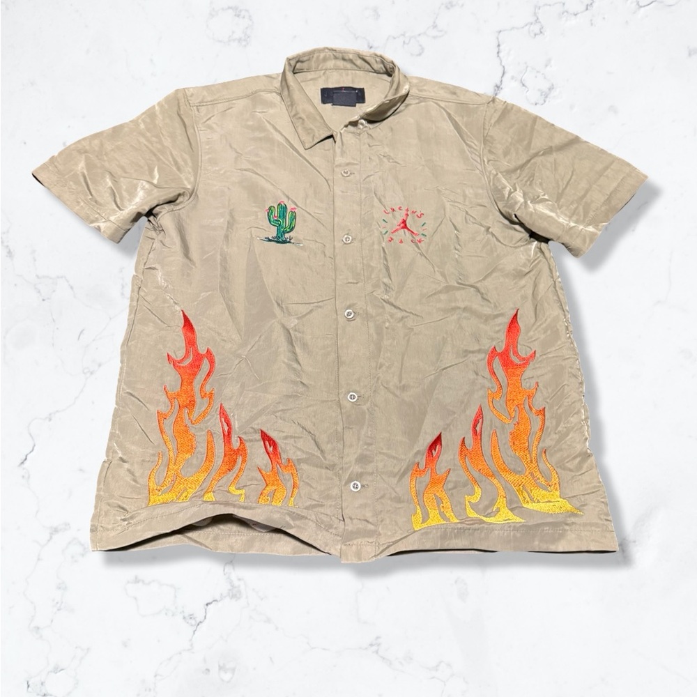 Cactus Jack by Travis Scott Tan Flame Casual Button Down Shirt